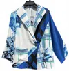 Lemon Grass Women's Single-button Blazer In Blue Print In Blue