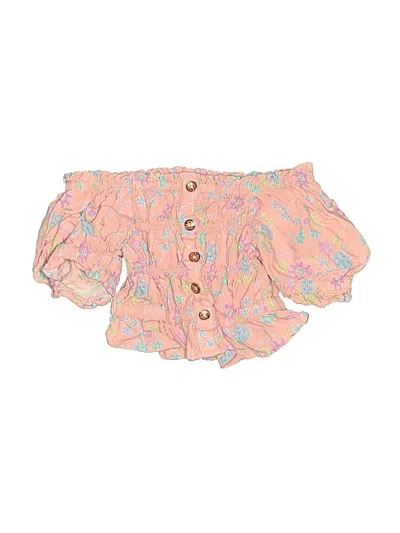 Pre-owned Lemon Kiss Kids' Tube Top Pink Ruffles Neckline Tops