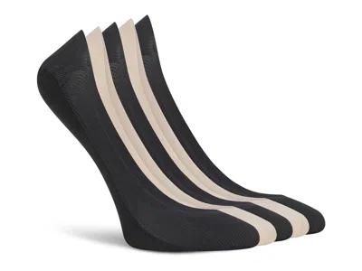 Lemon Lasercut No Show Liners 5 Pack In Black/beige