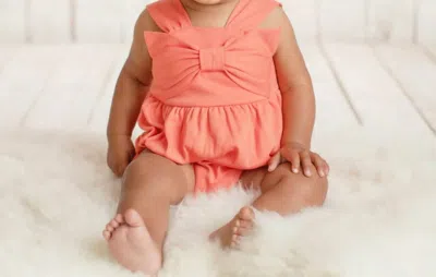 Lemon Loves Layette Kids' Baby Girls' Bow Bubble And Headband Set In Coral In Orange