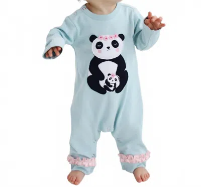 Lemon Loves Layette Kids' Baby Girls Panda Romper In Cinderella Blue/pink