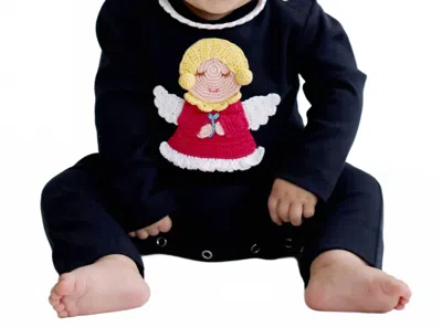 Lemon Loves Layette Kids' Newborn And Baby Girls Guardian Angel Romper In Black/yellow/white In Blue