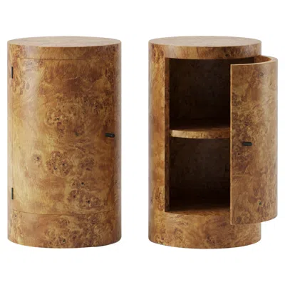 Pre-owned Lemon Pair Of Constant Night Stands In Poplar Burl Wood  25" High In Brown