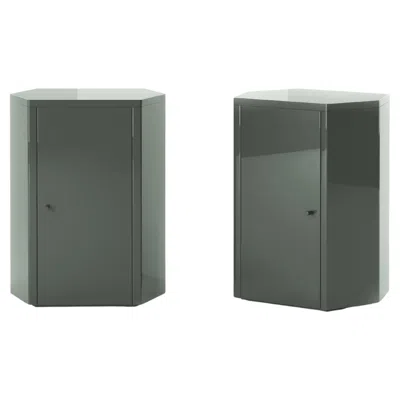 Pre-owned Lemon Pair Of Park Night Stands In Addo Blue Lacquer By Yaniv Chen For