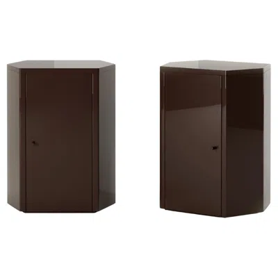 Pre-owned Lemon Pair Of Park Night Stands In Espresso Brown Lacquer By Yaniv Chen For
