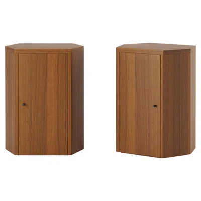 Pre-owned Lemon Pair Of Park Night Stands In Iroko Wood By Yaniv Chen For  In Brown