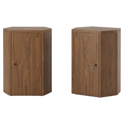 Pre-owned Lemon Pair Of Park Night Stands In Oiled Walnut By Yaniv Chen For  In Brown