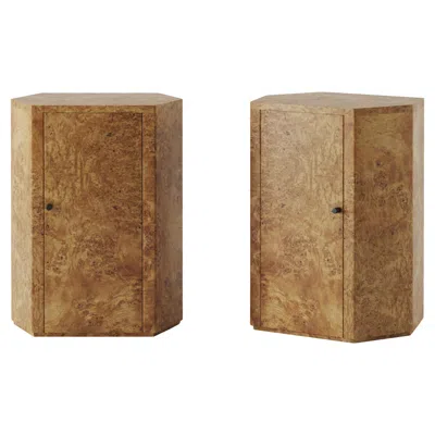 Pre-owned Lemon Pair Of Park Night Stands In Poplar Burl By Yaniv Chen For  In Brown