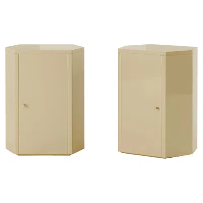 Pre-owned Lemon Pair Of Park Night Stands In Sand Beige Lacquer By Yaniv Chen For  In Brown