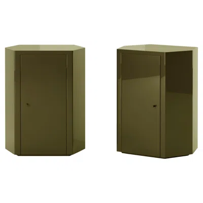 Pre-owned Lemon Pair Of Park Night Stands In Uniform Olive Green Lacquer By Yaniv Chen For