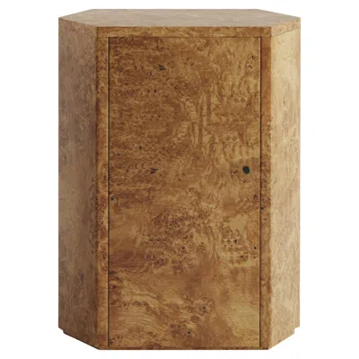 Pre-owned Lemon Park Night Stand Single Left Unit In Poplar Burl By Yaniv Chen For  In Brown