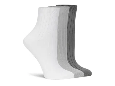 Lemon Powder Rib Ankle Socks 3 Pack In Grey
