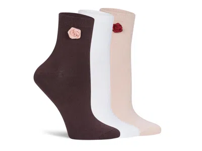 Lemon Powder Rosy Quarter Socks 3 Pack In Rose Pink