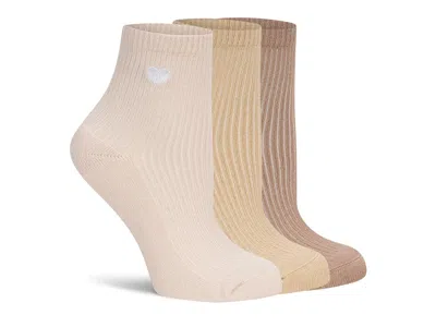 Lemon Power Lover Quarter Socks 3 Pack In Tan