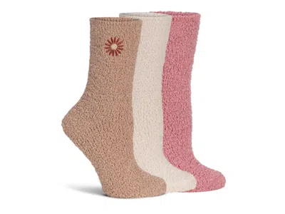 Lemon Star Fuzzy Crew Socks 3 Pack In Multi