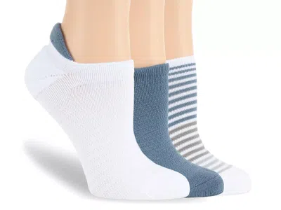 Lemon Stripe No Show Socks 3 Pack In Blue