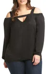Lemon Tart Cayley Cold Shoulder Top In Black