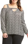 Lemon Tart Cayley Cold Shoulder Top In Grainy Waves Inverted