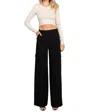 Lemon Tree Design Twill Wide Leg Flap Pocket Pants In Black In Black