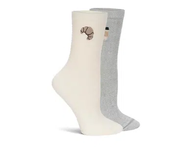 Lemon Velvet Cozy Crew Socks 2 Pack In Taupe