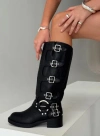 Lemonade Buckle Down Boots In Black