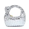 Lemonbella Keep It Close Woven Handbag In Silver In Silver