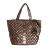 Lemonbella Women's Debra Diamond Quilted Nylon Tote Bag In Coca Mocha In Brown