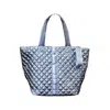 Lemonbella Women's Debra Diamond Quilted Nylon Tote Bag In Ice Blue In Blue