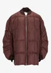 Lempelius Quilted Down Zip-up Jacket In Burgundy
