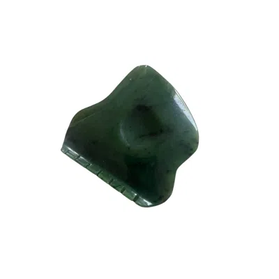 Lemuria Store Green Nephrite Jade Gua Sha Tool In White