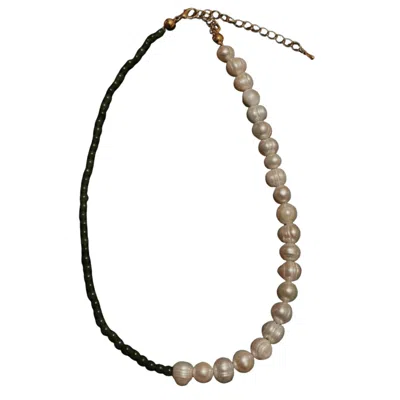 Lemuria Store Women's Black / White Green Jade & Baroque Pearl Necklace In Multi