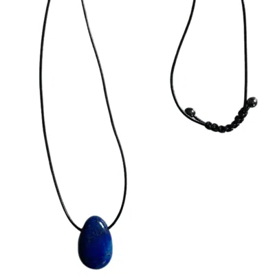 Lemuria Store Women's Blue Lapis Lazuli Pendant Necklace With Hematite