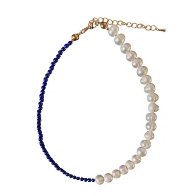 Lemuria Store Women's Blue / White Lapis Lazuli & Baroque Pearl Necklace In Multi