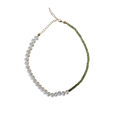 Lemuria Store Women's Green / White Peridot & Baroque Pearl Necklace In Multi