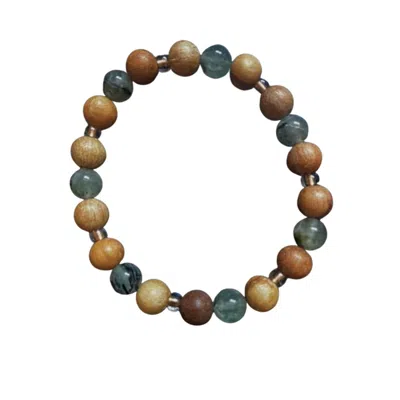 Lemuria Store Women's Neutrals Extraordinary Prehnite Palo Santo Bracelet In Green