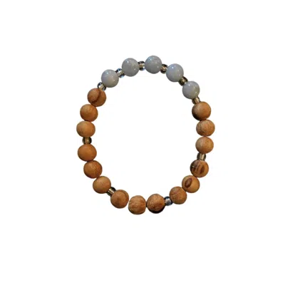 Lemuria Store Women's Neutrals / Grey Aquamarine Palo Santo Bracelet In Gray