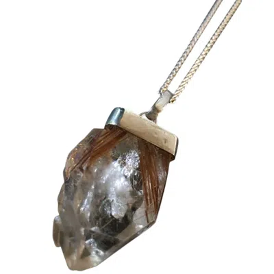 Lemuria Store Women's Neutrals Rutilated Quartz Necklace 33 In Multi