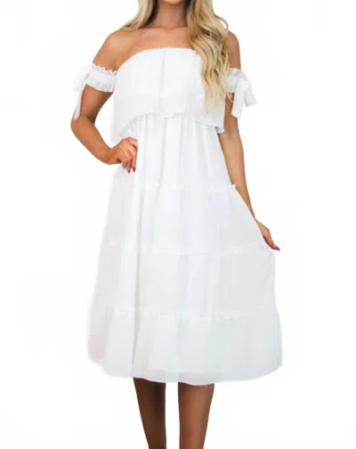 Lena Ayla Tiered Midi Dress In White