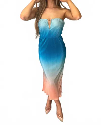 Lena California Dreams Dress In Blue/peach
