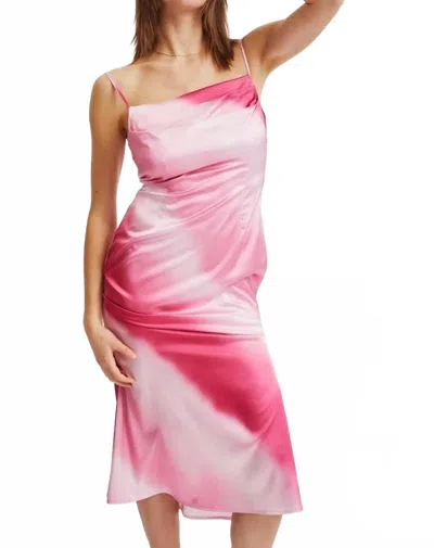 Lena Cowl Neck Ombre Midi Dress In Pink