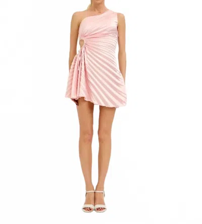 Lena Darling Dreamer Pleated One Shoulder Dress In Light Pink