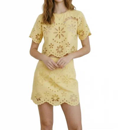 Lena Eyelet Embroidery Mini Skirt In Yellow