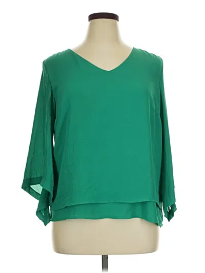 Pre-owned Lena Gabrielle 3/4 Sleeve Top Green Cold Shoulder Neckline Tops