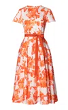 Lena Hoschek Adoration Cotton Tie-detailed A-line Midi Dress In Orange