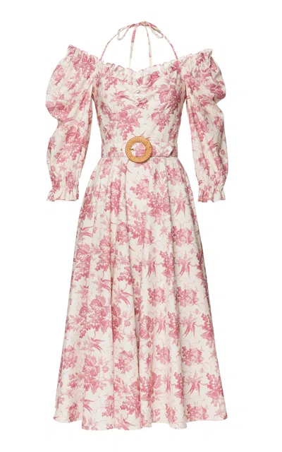 Lena Hoschek Angelique Floral Cotton Midi Dress In Pink