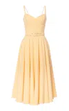 Lena Hoschek Avalon Cotton Sweetheart Drop Waist Midi Dress With Cape In Yellow