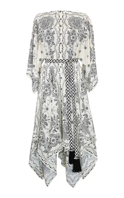 Lena Hoschek Bandana Linen-blend Midi Dress In Gray
