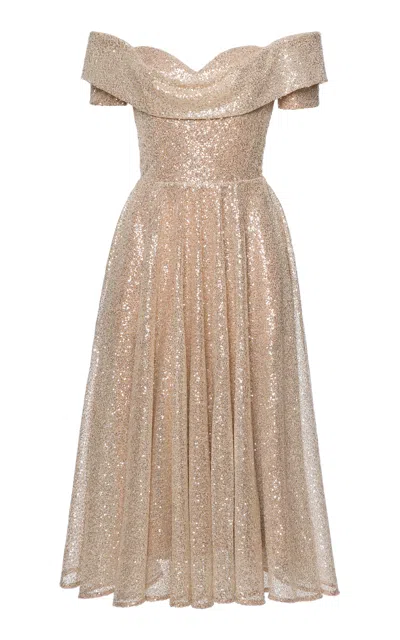 Lena Hoschek Belle Of The Ball Sequined Gown In Gold