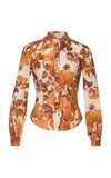 Lena Hoschek Blanche Printed Cotton Blouse In Brown