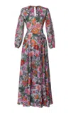 Lena Hoschek Bliss Cotton Midi Dress With Waistbelt In Floral